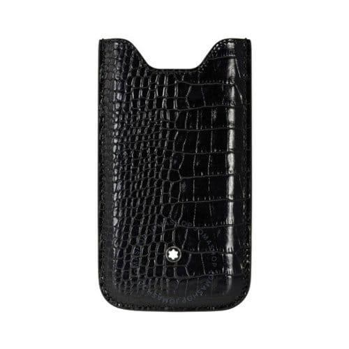 Montblanc meisterstück leather smartphone holder, formaat 7,3 x 13 cm., kleur bruin