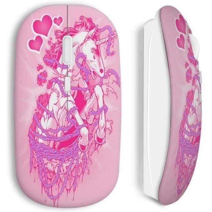 Souris sans fil - Pink - Licorne - Rose - USB wifi - Compatible Mac et PC