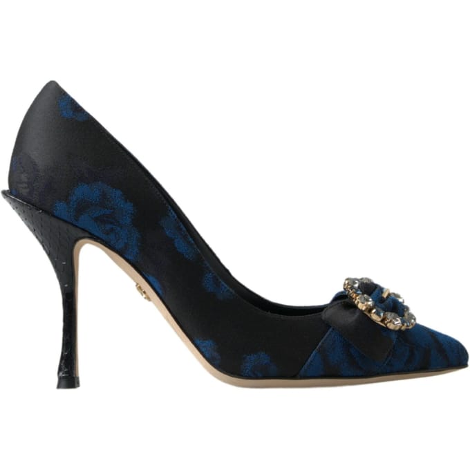 Dolce & Gabbana Blauwe Bloemige Ayers Kristallen Pumpschoenen