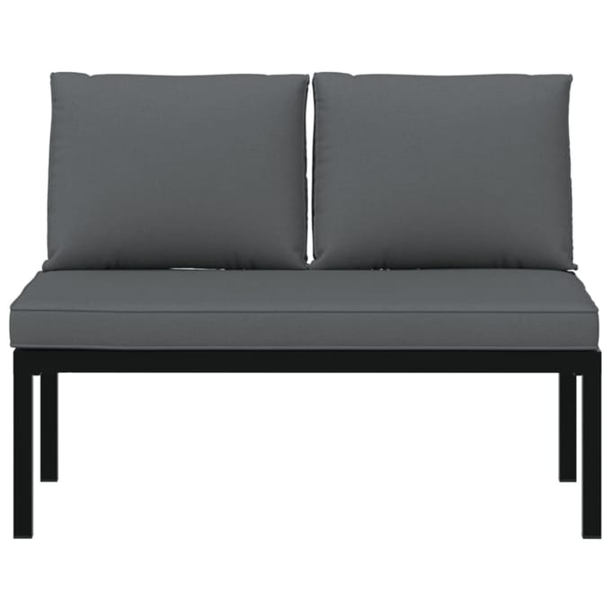 vidaXL - Tuinbank - met - kussens - aluminium - zwart
