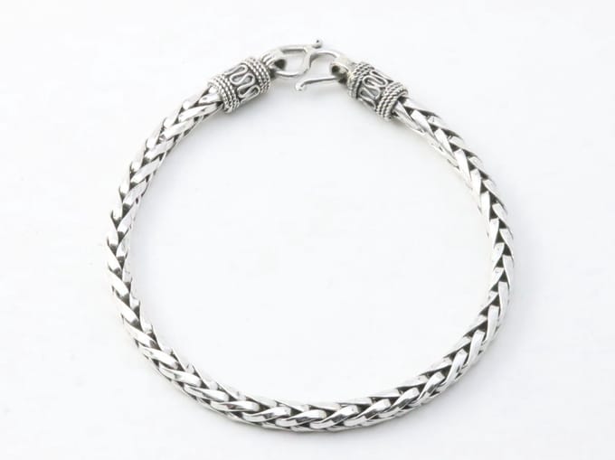 Bewerkte zilveren armband met vossenstaart schakels - lengte 22
