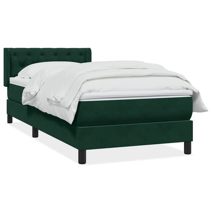 vidaXL - Boxspring - met - matras - fluweel - donkergroen - 80x220 - cm