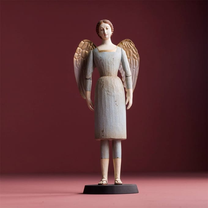 Anita engel staand, blauw 16x13x40cm
