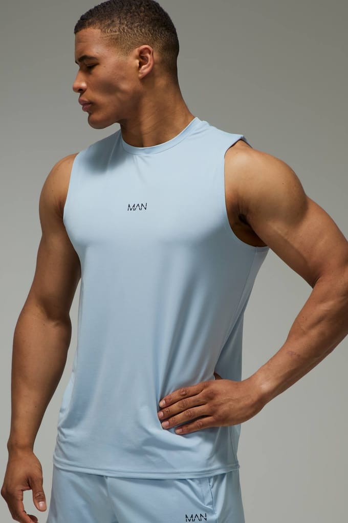 Heren Active Performance Regular Fit Tanktop | Light Blue | Size XS