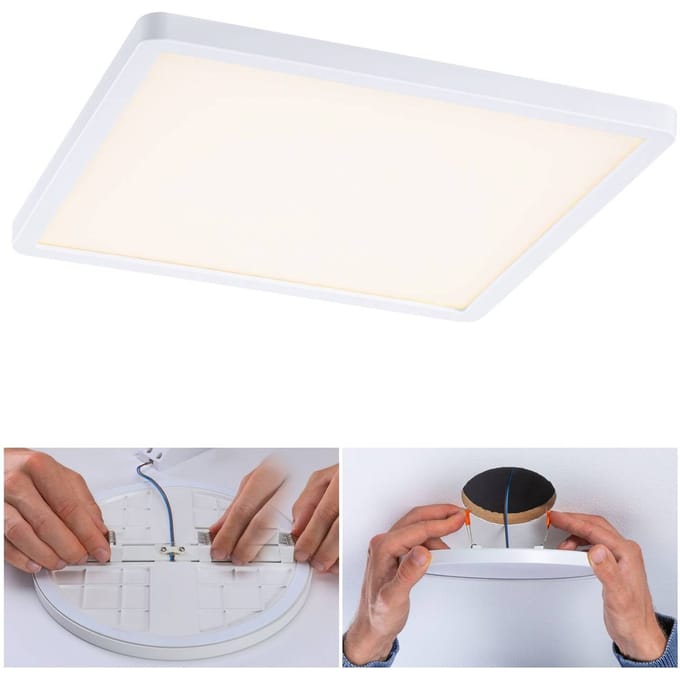 VariFit LED-inbouwpaneel 3-Step-Dim Areo IP44 hoekig 230x230 mm 16W 1400lm 3000K Wit dimbaar