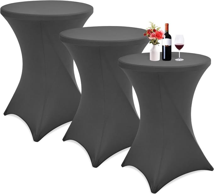 Set van 3 Elastische Tafelhoezen voor Bistrotafel Ø 80-85 cm Hoogwaardig Spandex