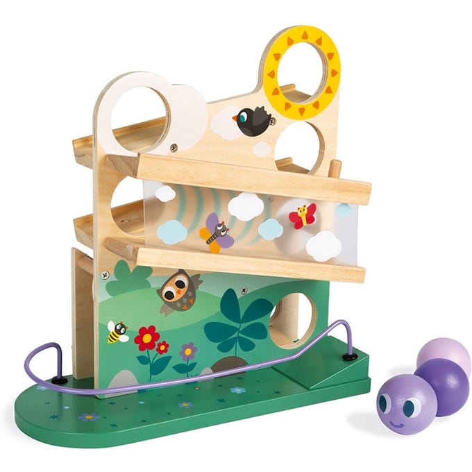 Janod - Houten ballenbaan met bel - Rups