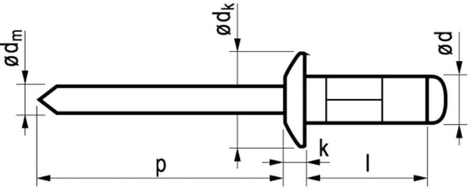 Masterfix blindklinknagel 4.8x16mm - platbolkop (Per 500 stuks)