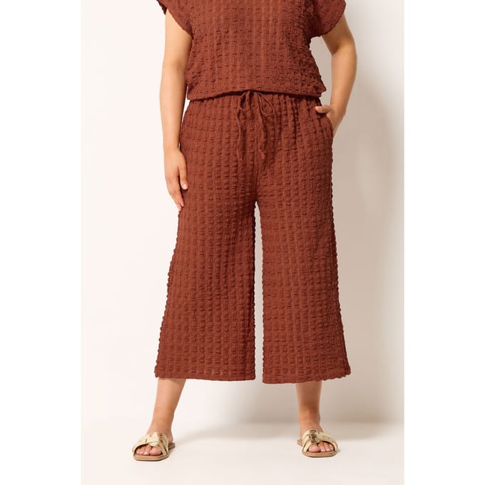 Yours Roestoranje Cropped Broek Met Bubbeltextuur Size 46