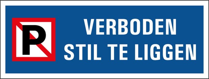 Verboden stil te liggen tekststicker 400 x 150 mm