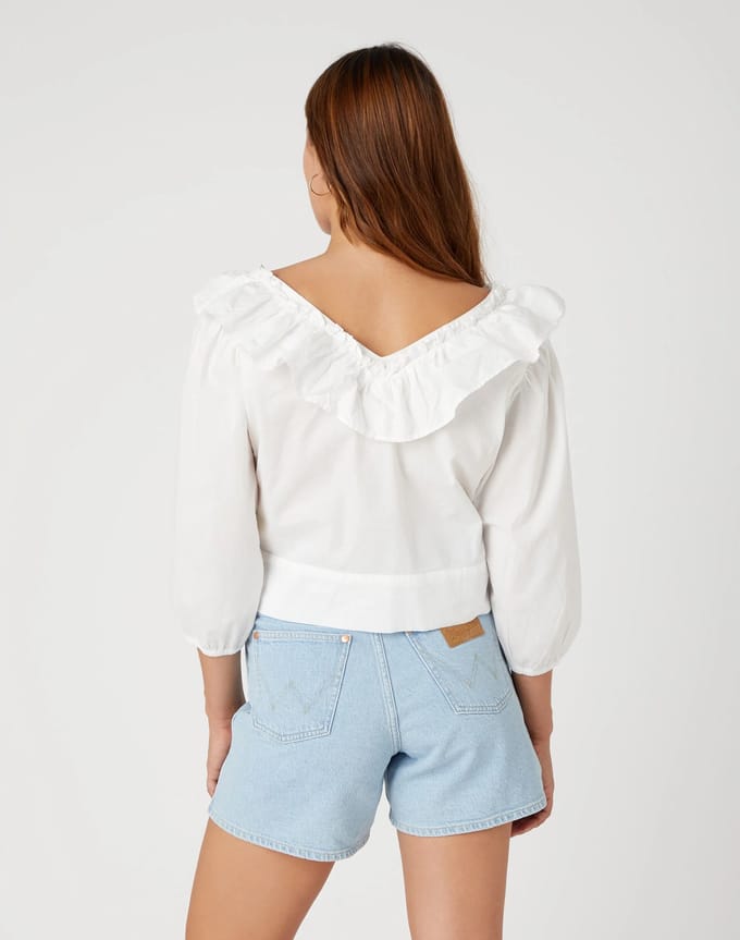 Wrangler - WESTERN FRILL BLOUSE WORN WHITE - XXL