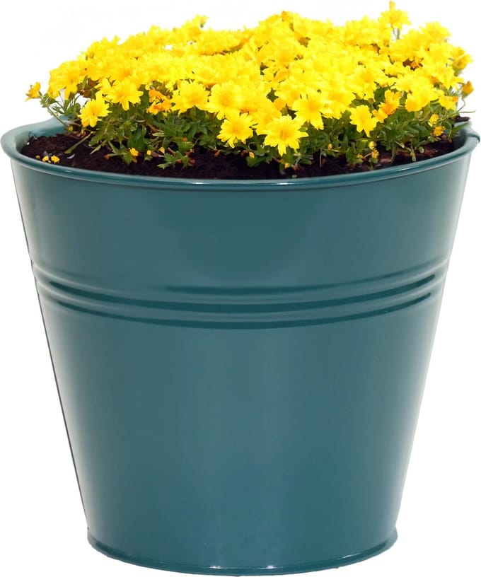 Mega Collections plantenpot/bloempot Bob - zink - zeegroen - D15 X H13 cm