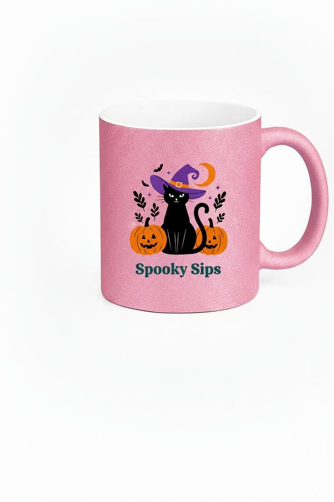 Spooky Sips Halloween Mok - Roze Glitter - Halloween Cadeau Idee
