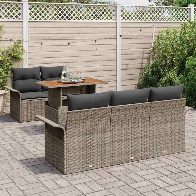 vidaXL - Tuinbank - Set - 6 - st - Grijs - poly - rattan