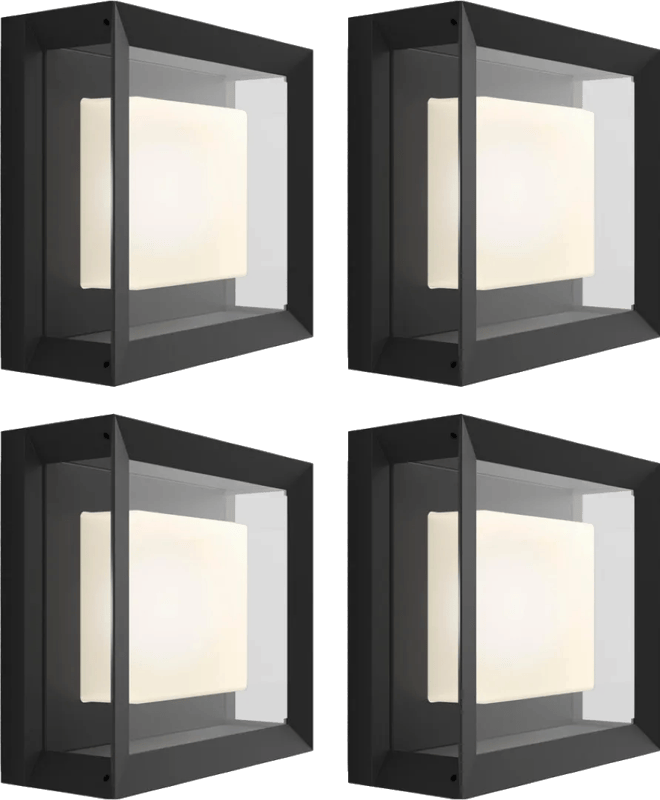 Philips Hue Econic muurlamp White and Color Zwart modern 4-pack