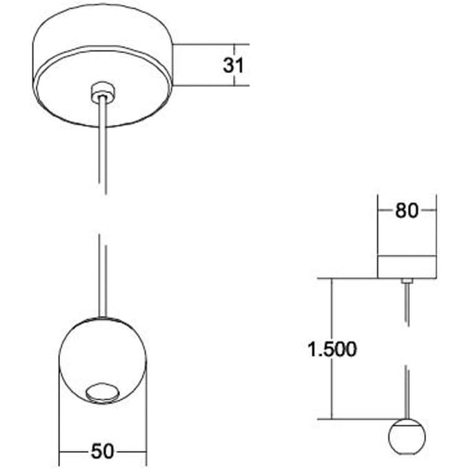 BRUMBERG LED hanglamp Bal, aluminium, zwart/chroom