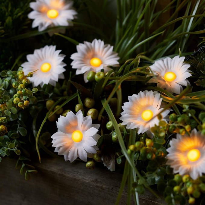 Zonnepaneel LED Solar Daisies - 12 Stuks - Warmwit - Tuinverlichting