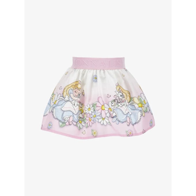 Monnalisa Meisjes rok alice bianco rosa fairytale