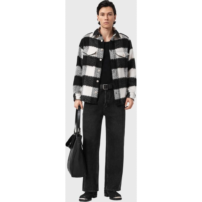 AllSaints River Ls Shirt Black/white Taglia: M | Camicie Casual Outlet | Uomo | Nero