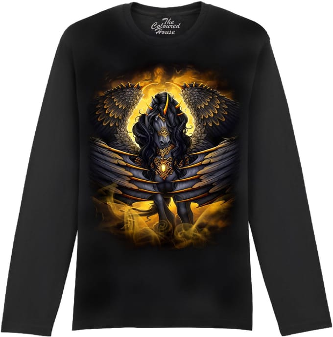 Black Pegasus On Black The Coloured House Longsleeve T-shirt L