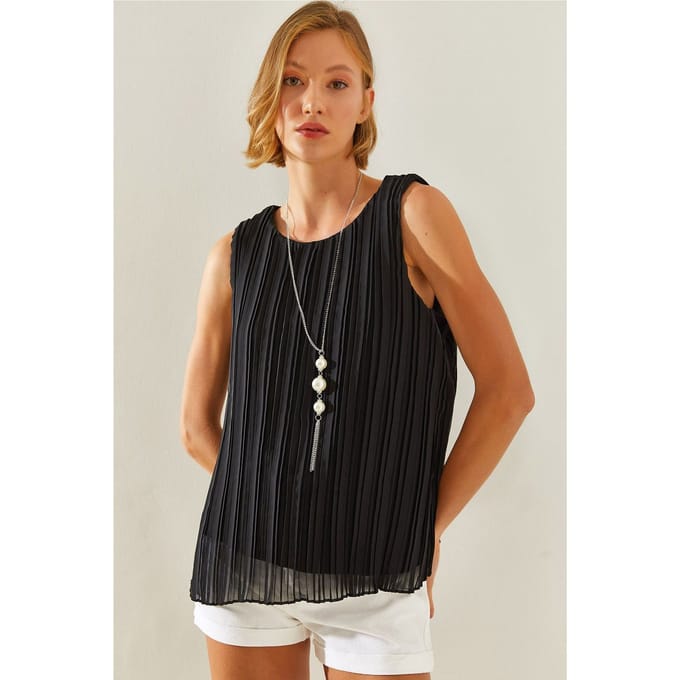 Gestructureerde Sifonblouse met Accessoire Detail