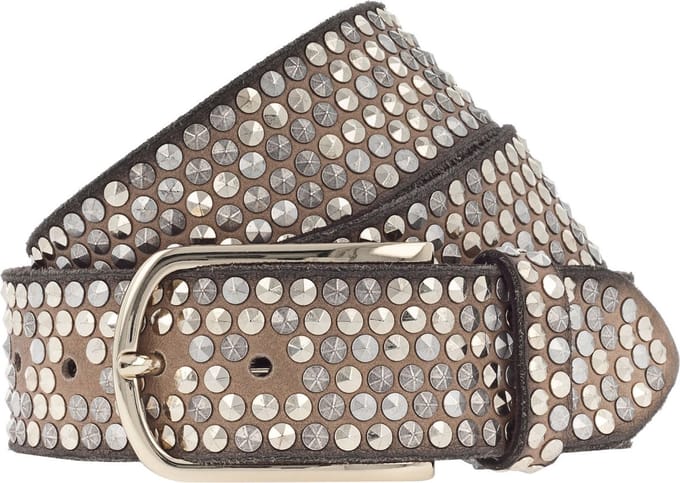 b.belt Leren Riem Nietengürtel Zoe Gold W100 Camel Lichtbruin