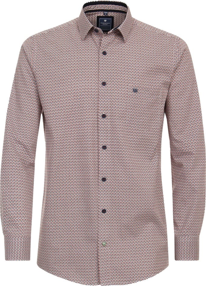 Redmond comfort fit overhemd - popeline - rood dessin