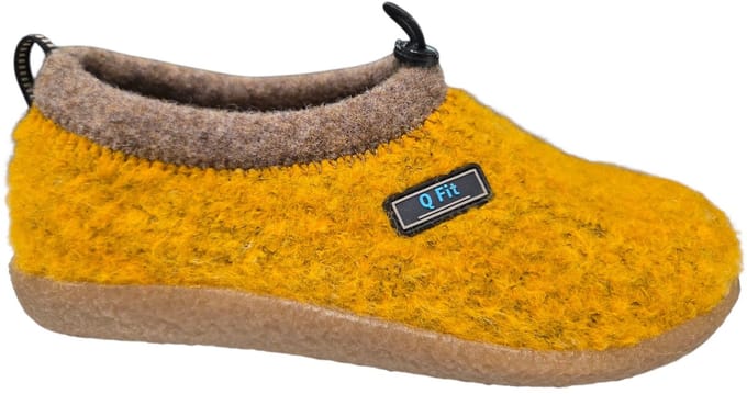 Q Fit Cato Gele Wollen Gesloten Dames Pantoffels - Geel - 38