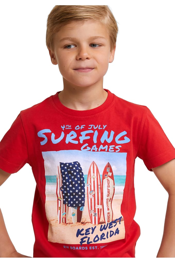 River Woods Normal Fit Basic T-shirt Short Sleeves Harvard Red Taglia: 4 | T-shirt Outlet | kids | Rosso