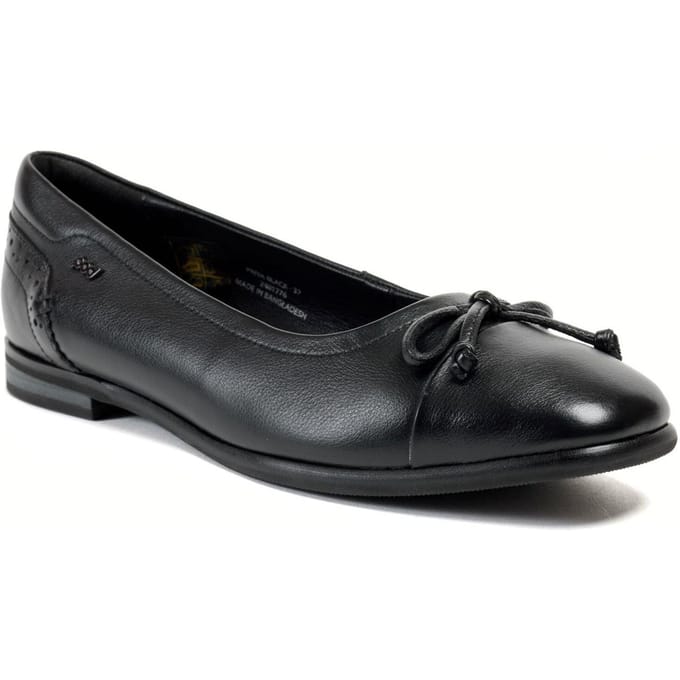 Pod Priya Leren Dames Zwarte Ballerina's