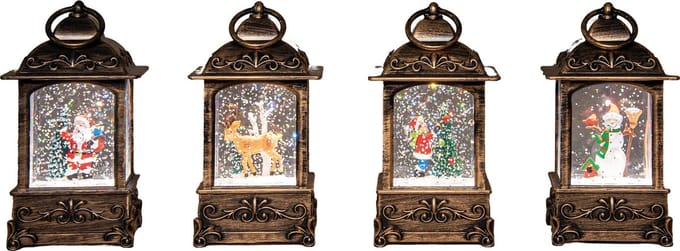 Anna's Collection - Lantaarn met glitterwater led op batterij 14x7....