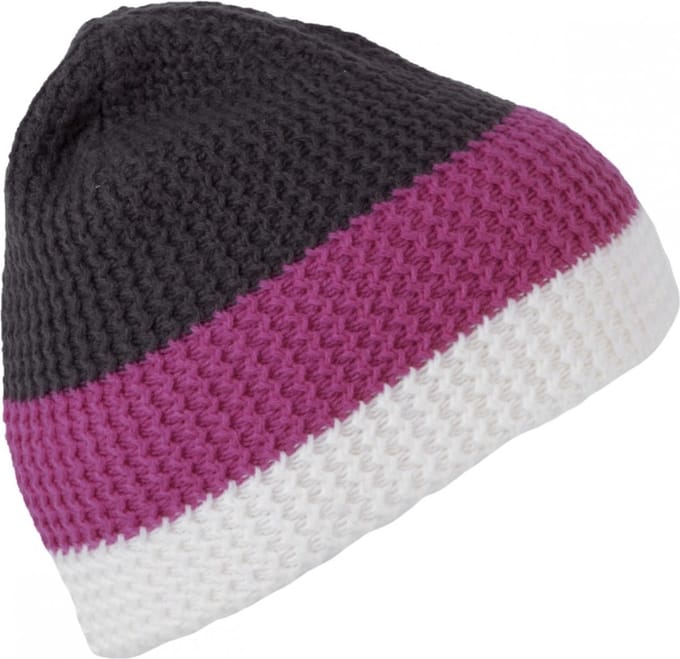 KINDER Muts/Beanie met 3 gekleurde stroken, kleuren: Wit/Roze, Grijs (Off White / Magenta / Shale Grey)