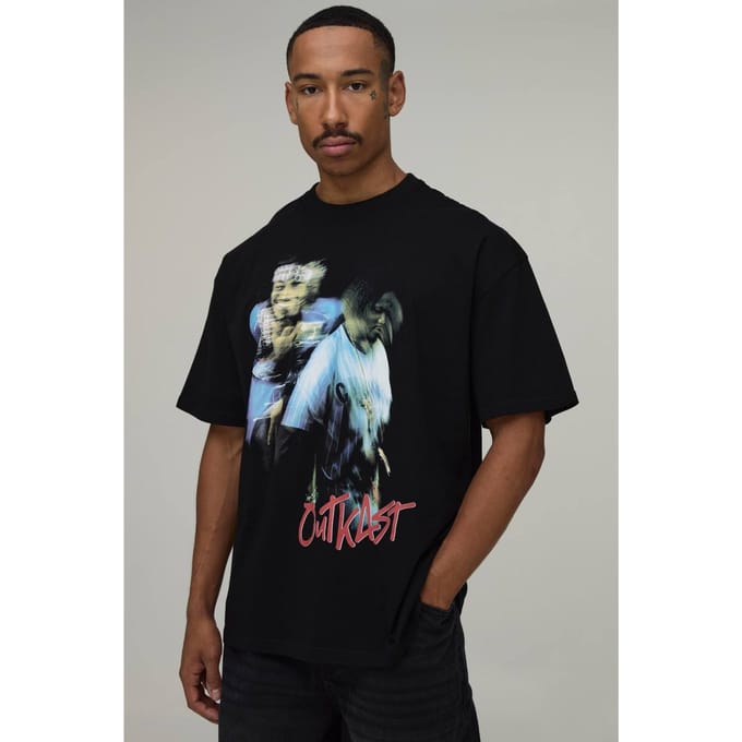 Oversized Outkast Licentie Print T-shirt | Black | Size Medium