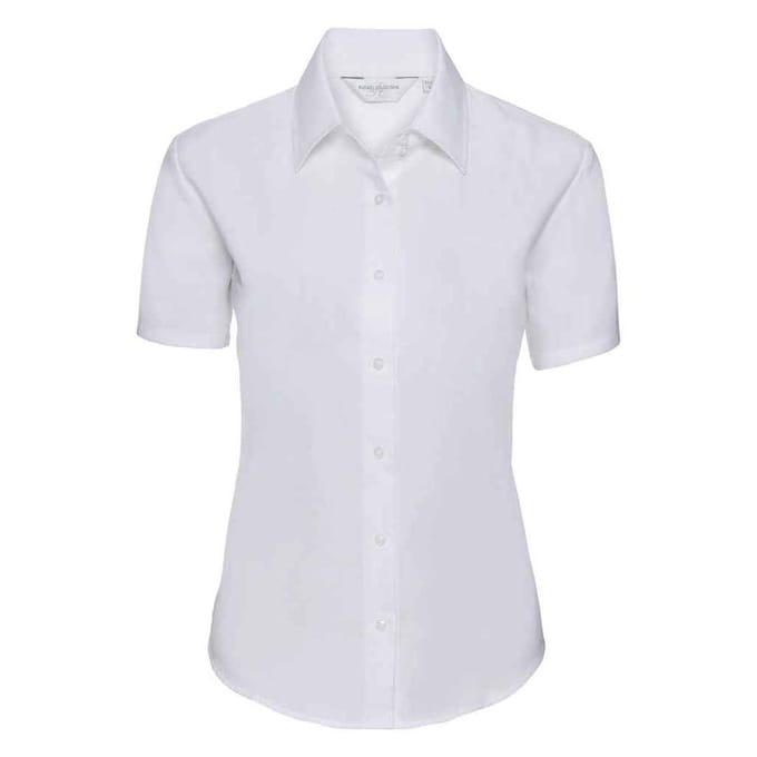 Russell Collection Dames/Dames Oxford Overhemd Met Korte Mouwen (Wit)