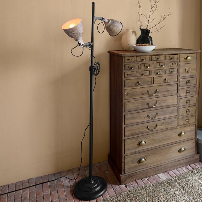 LOBERON Vloerlamp Fenric zwart/bruin