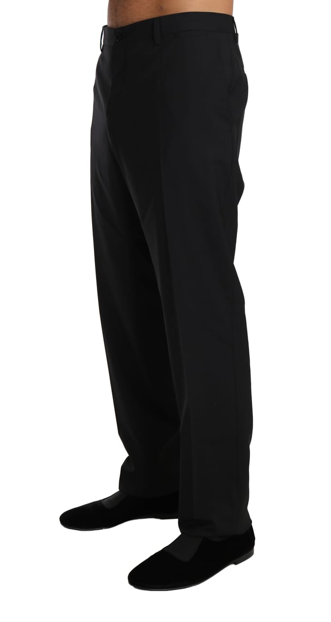Dolce & Gabbana Zwarte Wol Stretch Formele Broek