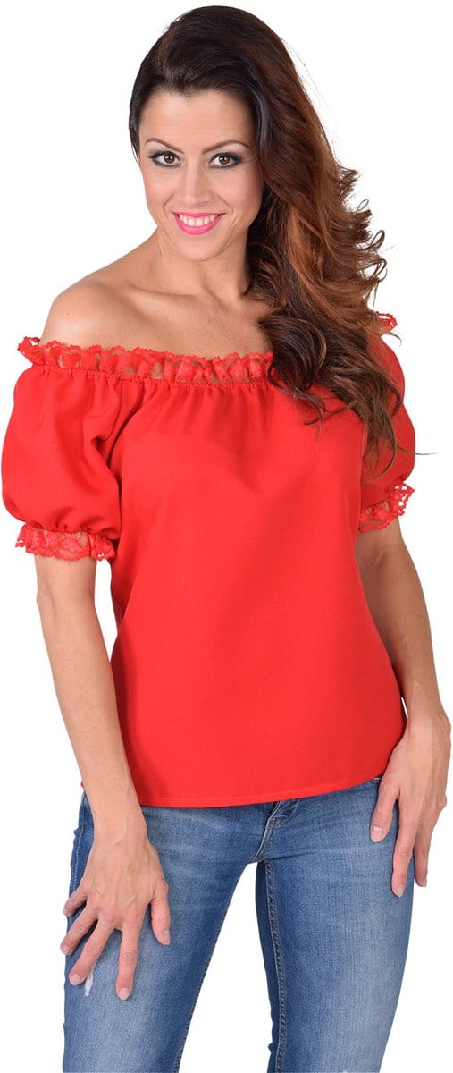 Magic Design Blouse Strapless Dames Polyester Rood Mt Xs/s