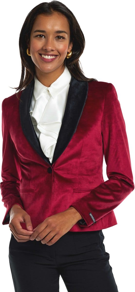 OppoSuits Deluxe Dinner Jacket - Burgundy - Dames Blazer - Kerst, Bruiloften en Meer - Rood - Maat: EU 38