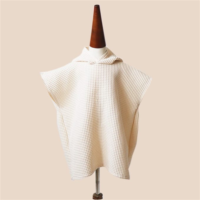 Badponcho Kinderen 100% Katoen – Zachte Kinderponcho met Capuchon & Drukknopen – Beige 2-6 Jaar
