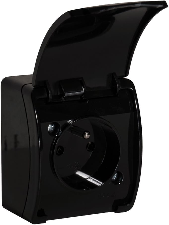 Enkel stopcontact 2P+E AQUATIC IP44 zwart