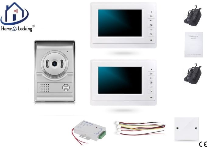 Home-Locking complete deur intercom/videofoon met 2 binnen panelen en elektro box 12VDC voor aansluiting elektrisch slot.DBF-DT-2215-1E-2