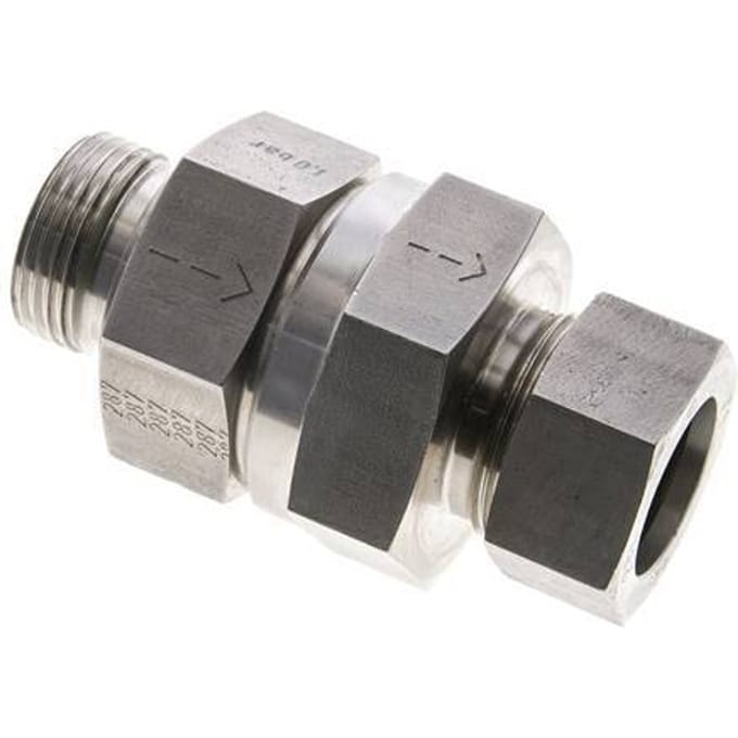 28L (M36x2) & G1'' Regeling-Uit RVS Terugslagklep Snijring Buitendraad 1-100 bar ISO 8434-1