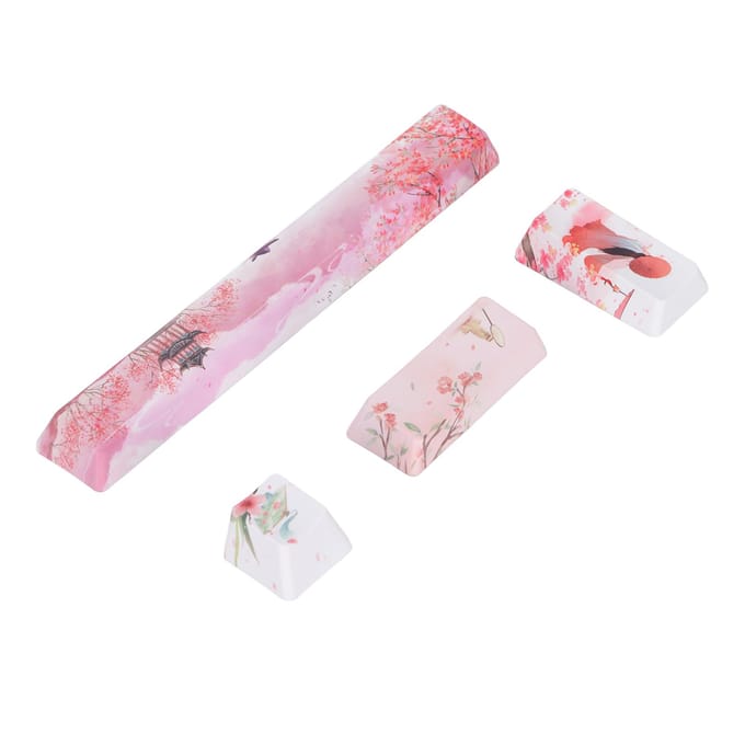 Keycap 4 Toetsen Perzikbloesem Schoonheidspatroon Spatie ESC Enter Numpad Enter DIY Keycaps Kit white