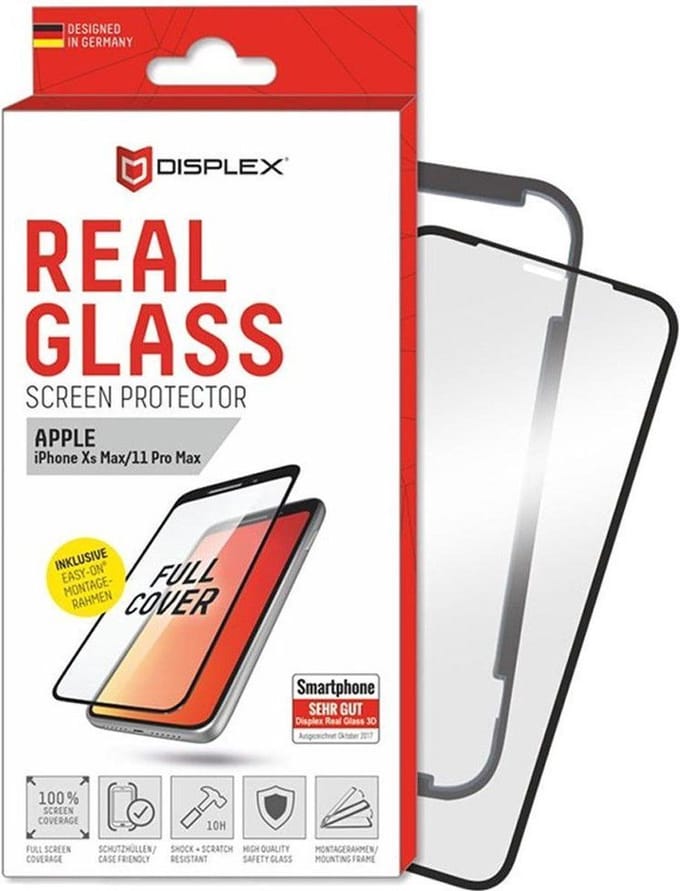 Displex Real Glass 3D + Frame screenprotector voor iPhone X XS en 11 Pro - transparant
