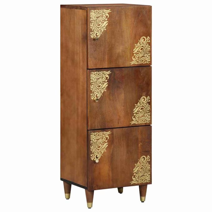 vidaXL - Highboard - met - plank - Bruin - 40 - x - 33 - x - 110 - cm - Massief - Mango - Hout