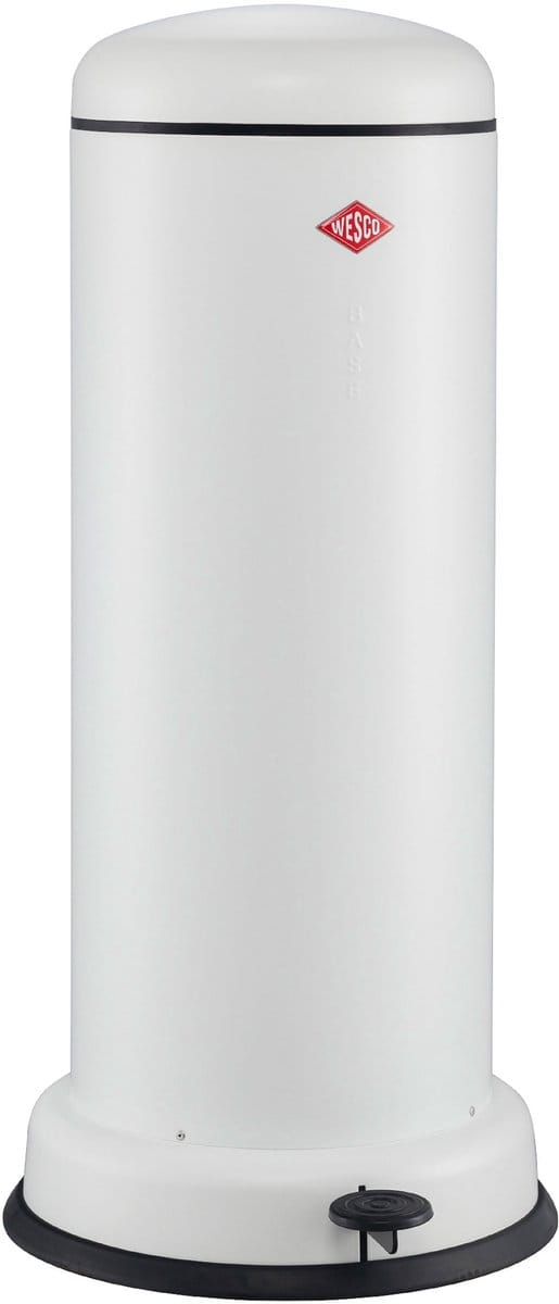 WESCO Big Baseboy Prullenbak met Soft Close | 30 Liter | Metaal - Mat wit | Pedaalemmer