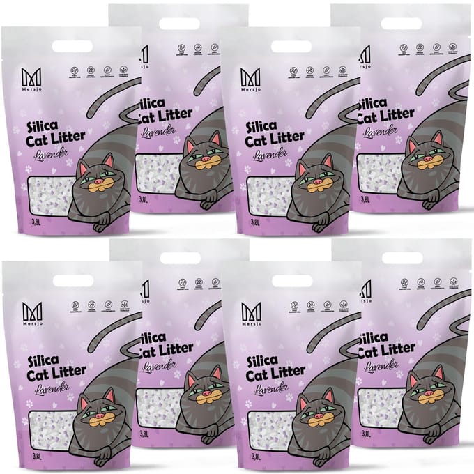 Mersjo Lavender - Silica Kattenbakvulling - Lavendelgeur - 3,8L - Antiallergisch