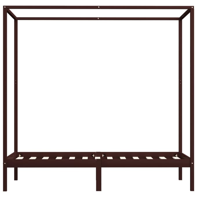 vidaXL - Hemelbedframe - massief - grenenhout - donkerbruin - 100x200 - cm