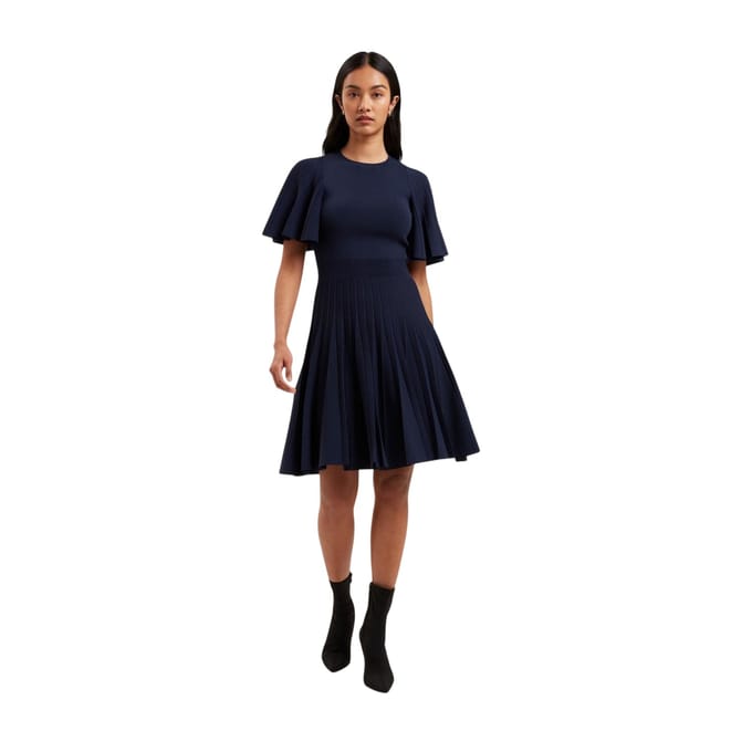 Ted Baker Gebreide ronde hals fladderjurk voor dames/dames (Marine)