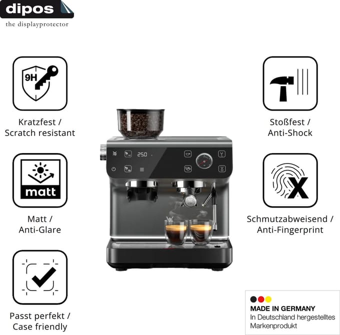 dipos – 2x Matte Pantserfolie geschikt voor WMF Espresso Pro | 9H Screenprotector